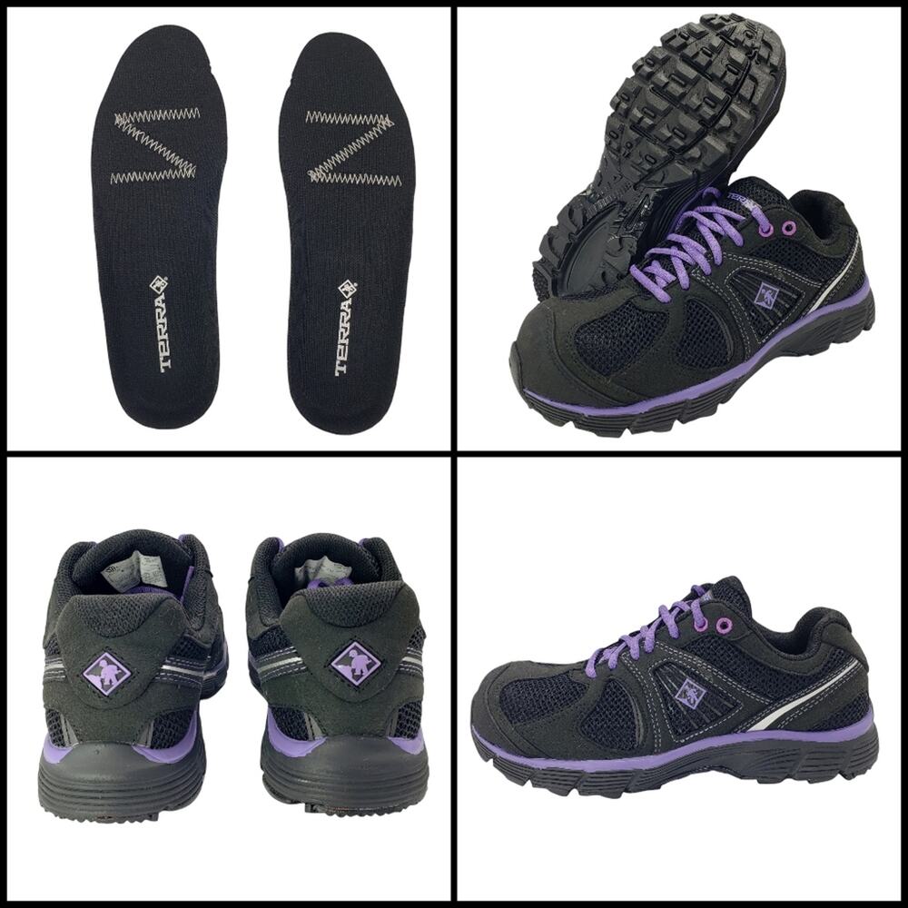 New, MSRP $118 Terra Womens Pacer 2.0 Ct Purple Safety Shoes Size 7.5M
